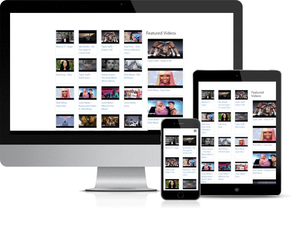 Responsive Video Grid – A clean 4-column grid layout generated automatically by the setup assistant.