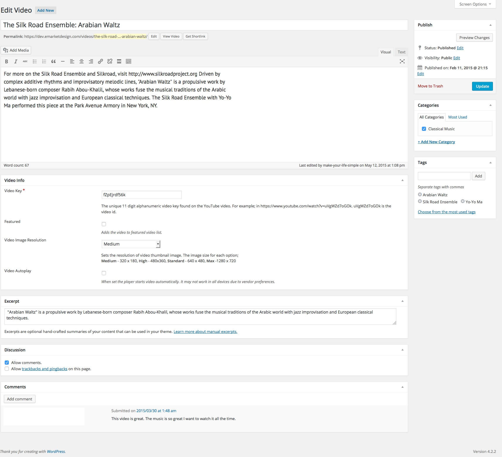 Intuitive Admin Interface – Easily add and manage your YouTube videos via the dedicated video editor.