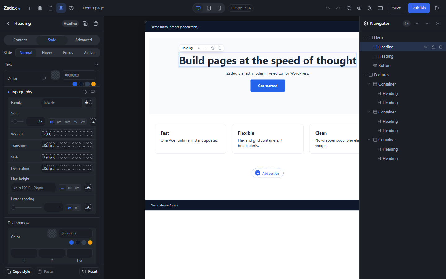 The editor in dark mode.