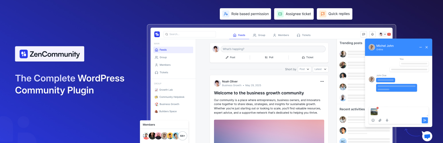 ZenCommunity — Real-Time Community Plugin with Messaging, Feeds, Live Chat & Support System