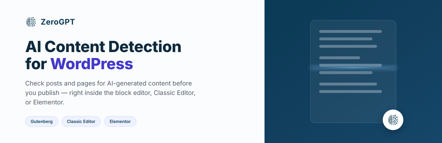 WordPress 外掛 ZeroGPT AI Content Detector 的封面圖片
