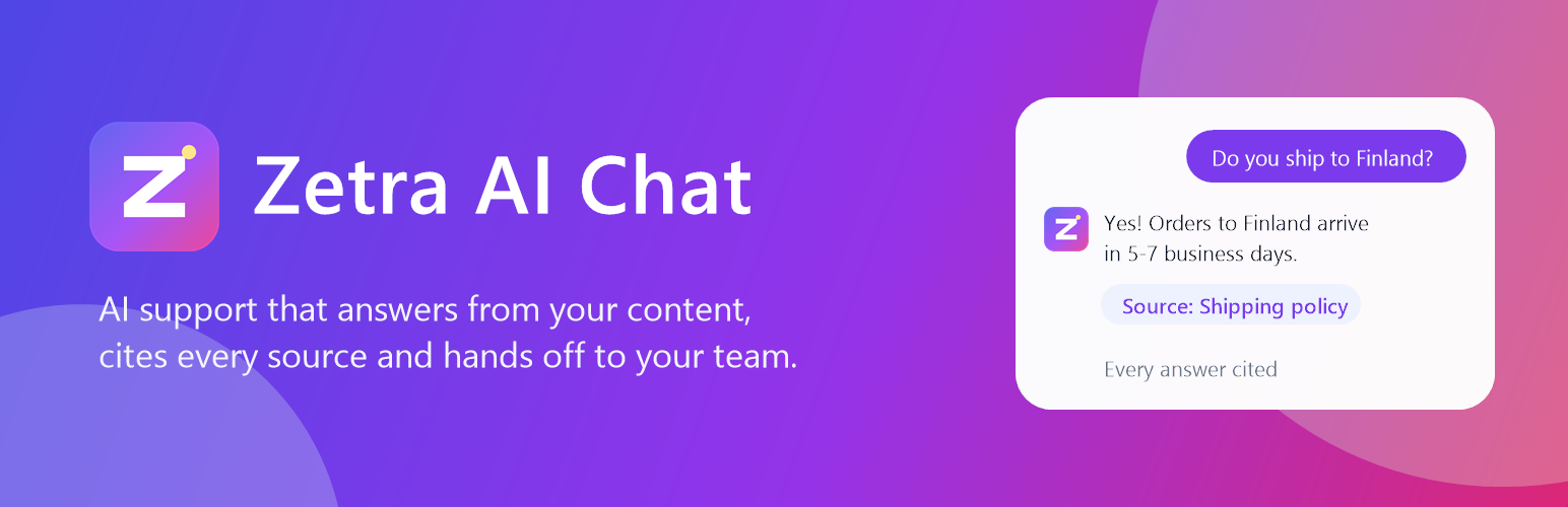 WordPress 外掛 Zetra AI Chat 的封面圖片