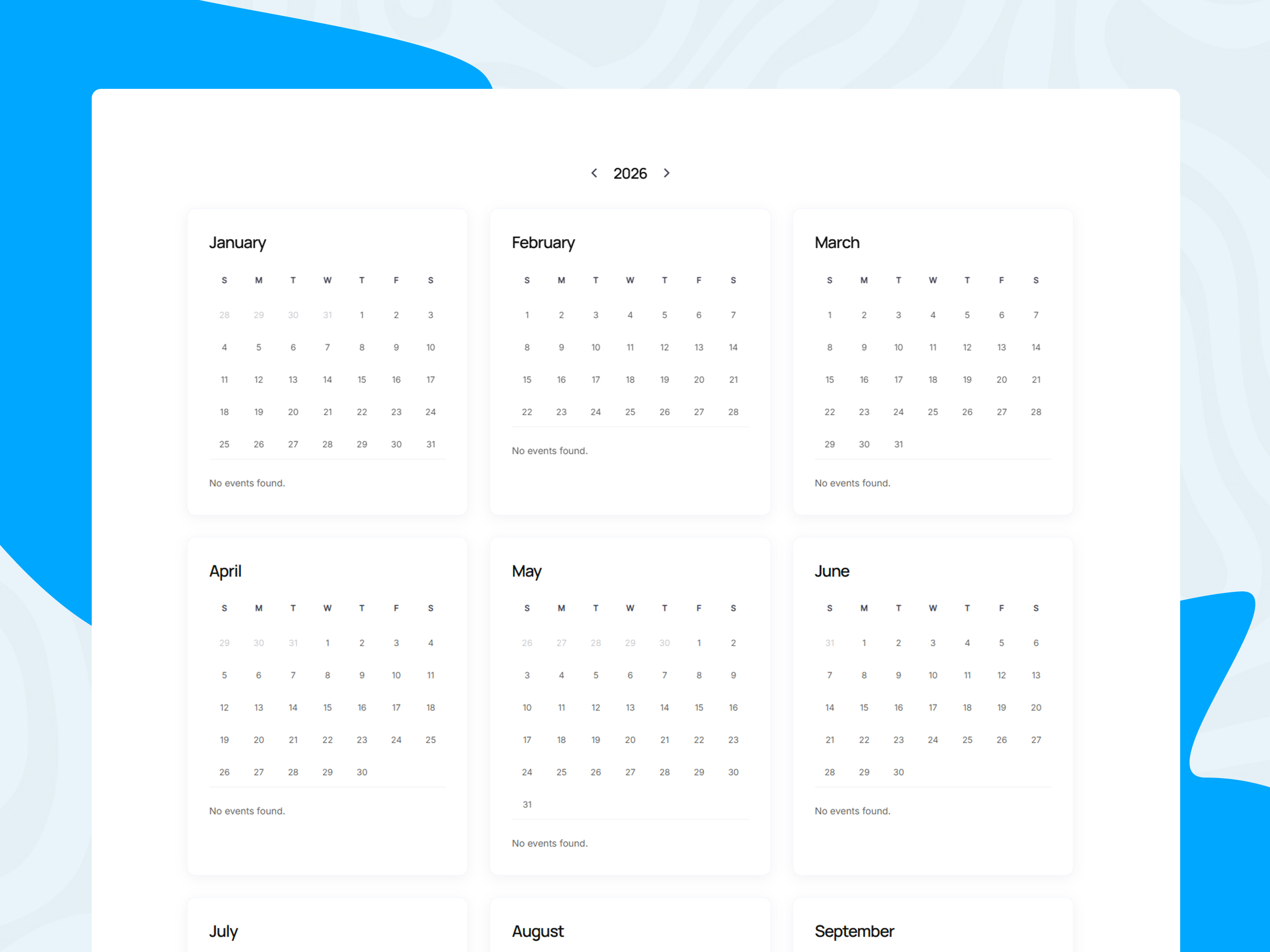 Yearly Calendar