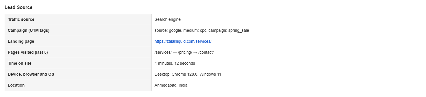Lead Emails page: choose which of your team's emails get a lead source summary