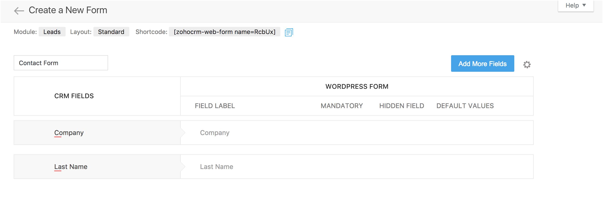 Mapping fields with Zoho CRM