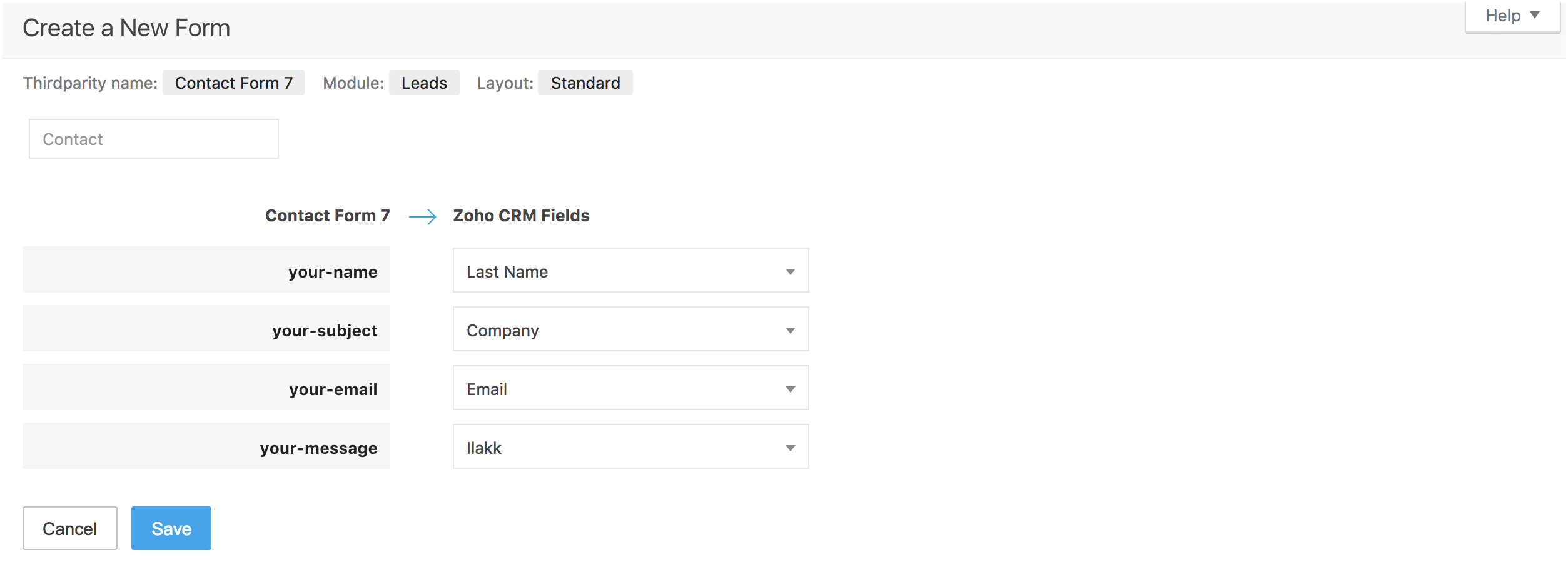 Mapping fields with Contact Form 7