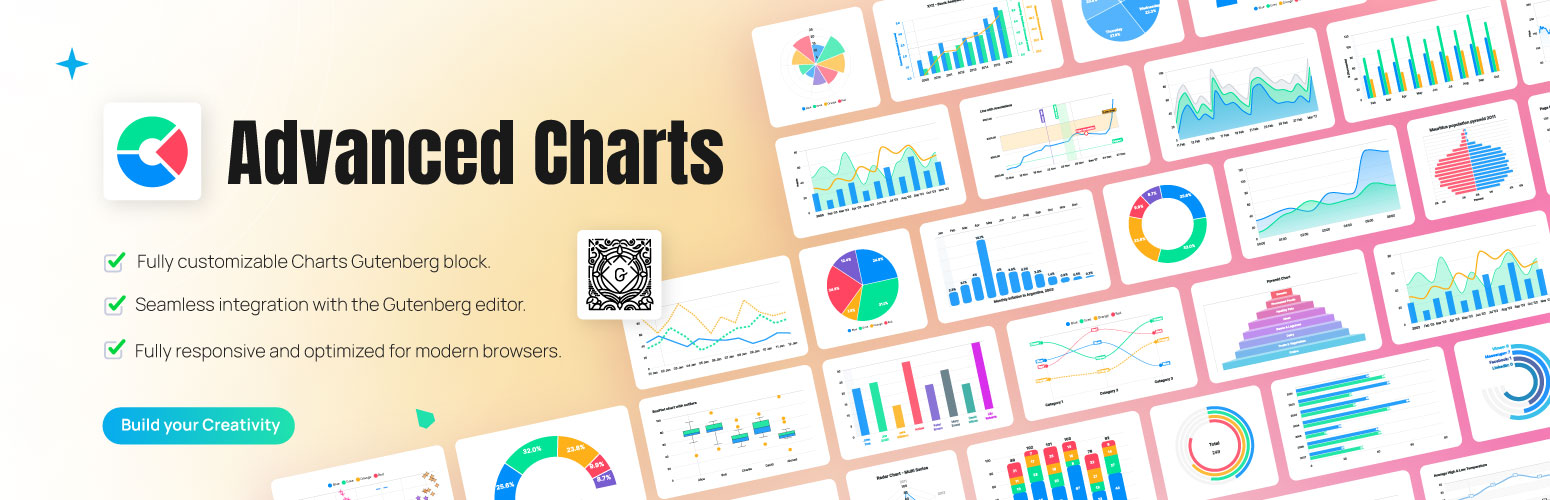 WordPress 外掛 Advanced Charts for Gutenberg Blocks Editor 的封面圖片。