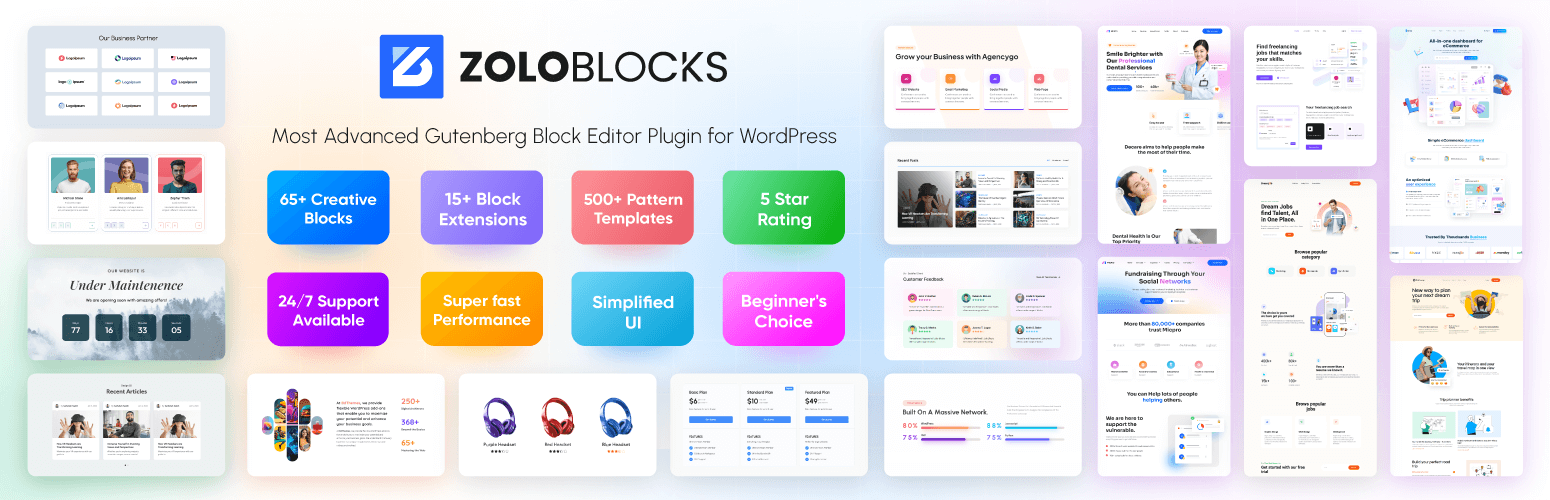 WordPress 外掛 ZoloBlocks – Gutenberg Block Editor Plugin with Advanced Blocks, Dynamic Content, Templates & Patterns 的封面圖片。