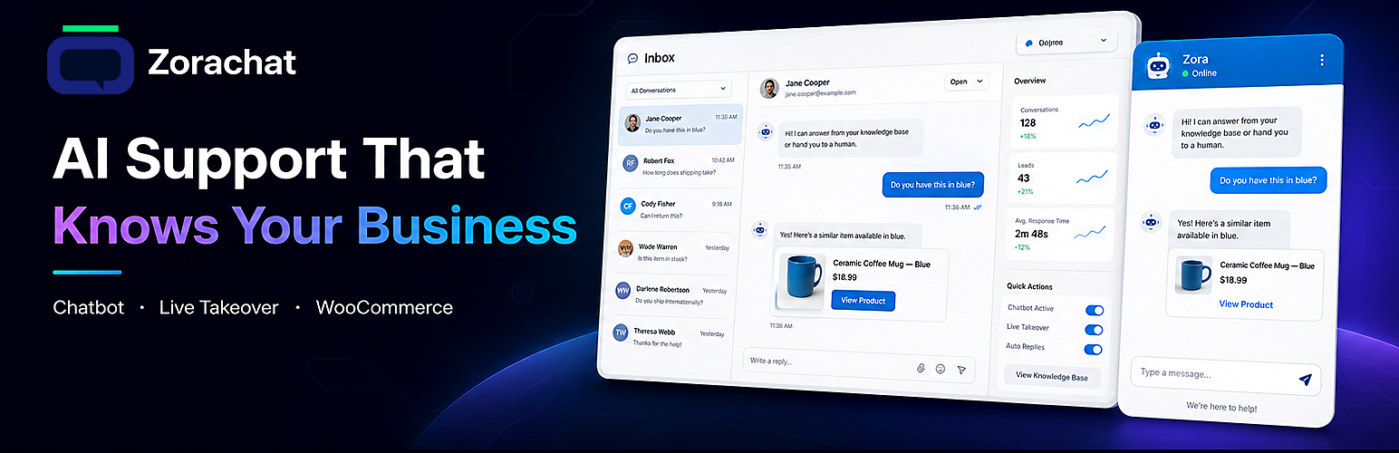 Zorachat – AI Chatbot, Live Chat &amp; WooCommerce Assistant