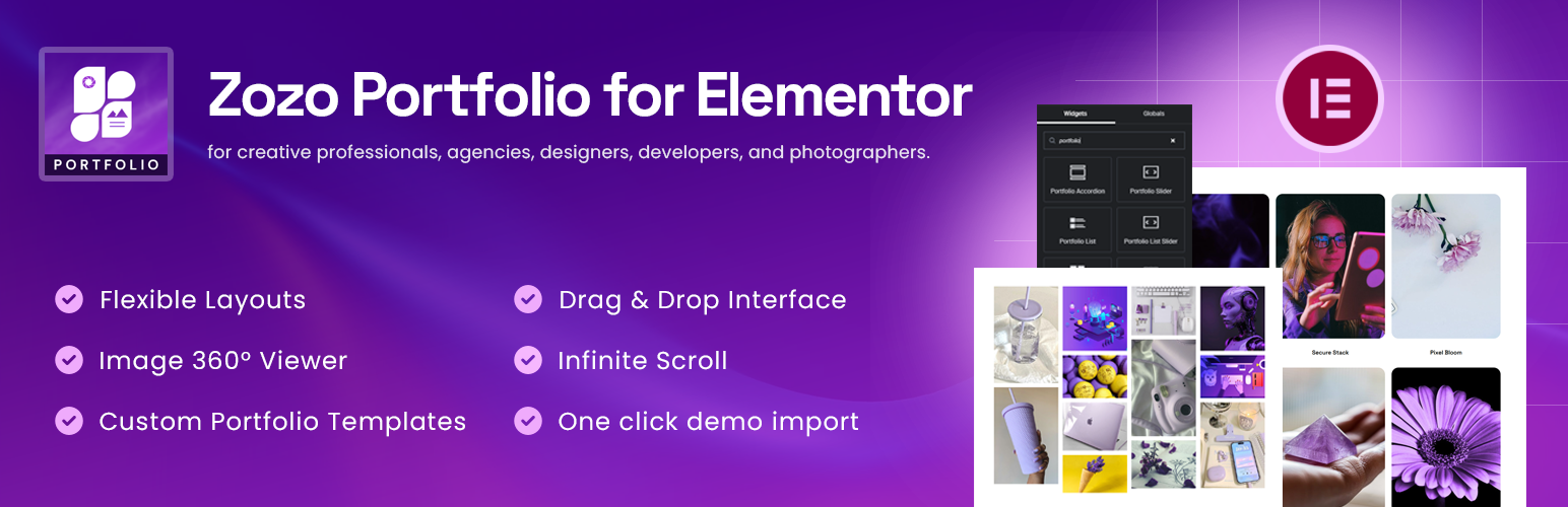 Zozo Portfolio for Elementor – Portfolio Grid, Masonry, Slider & Filter