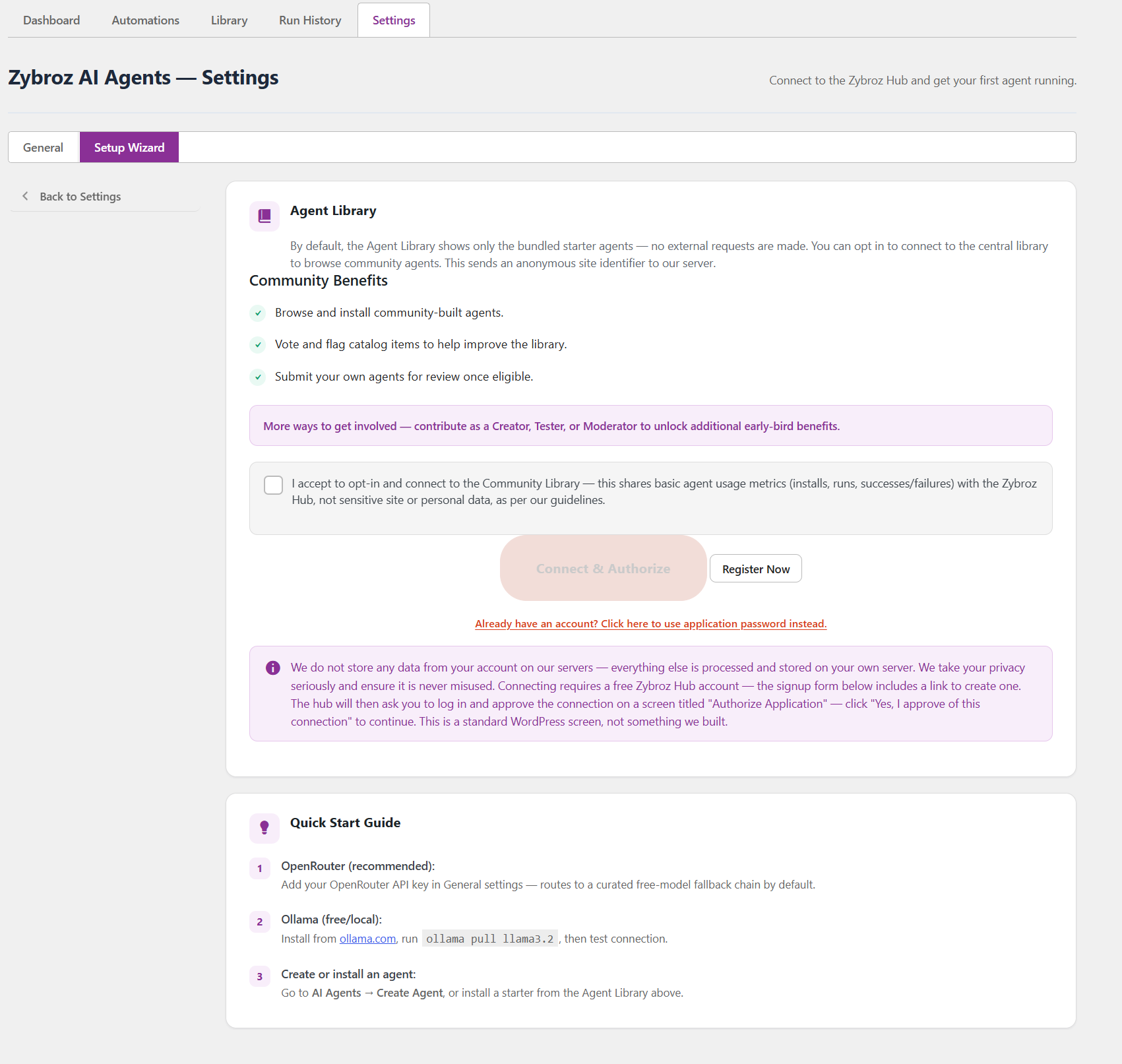 Guided Setup Wizard - connect a free AI provider and run your first agent in minutes.